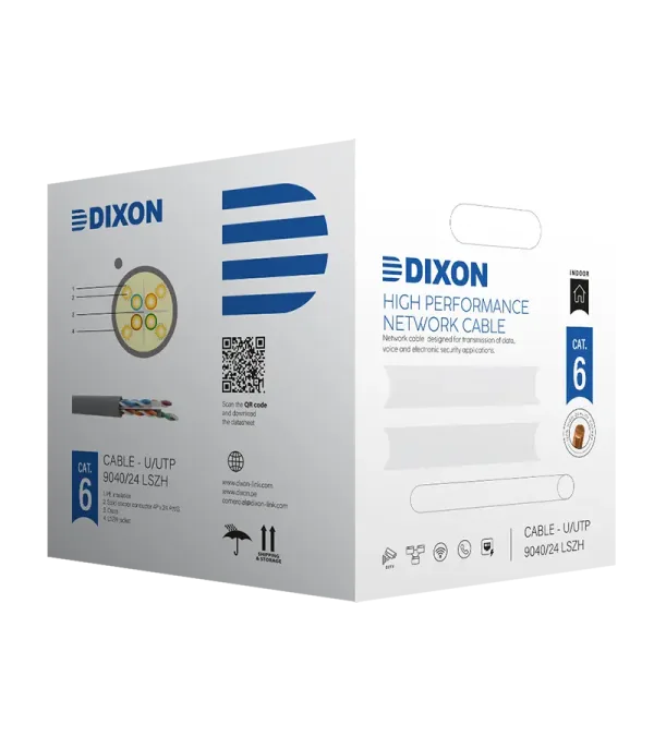 Cable UTP Cat6 Dixon 9040 24 LSZH Rollo de 305M de 24AWG - Gris