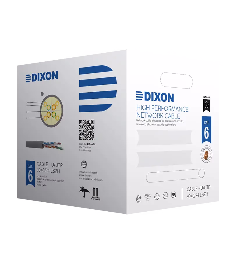 Cable UTP Cat Dixon   LSZH Rollo de M de AWG   Gris