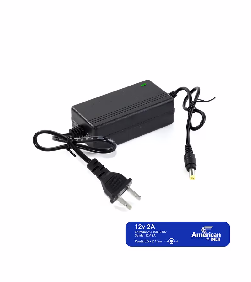 Adaptador 12v2a DC Regulada - American NET ADP-24FB-2A--03 Adaptador 12v 2A Voltaje Regulado para Cámara de Seguridad - American NET ADP-24FB-2A