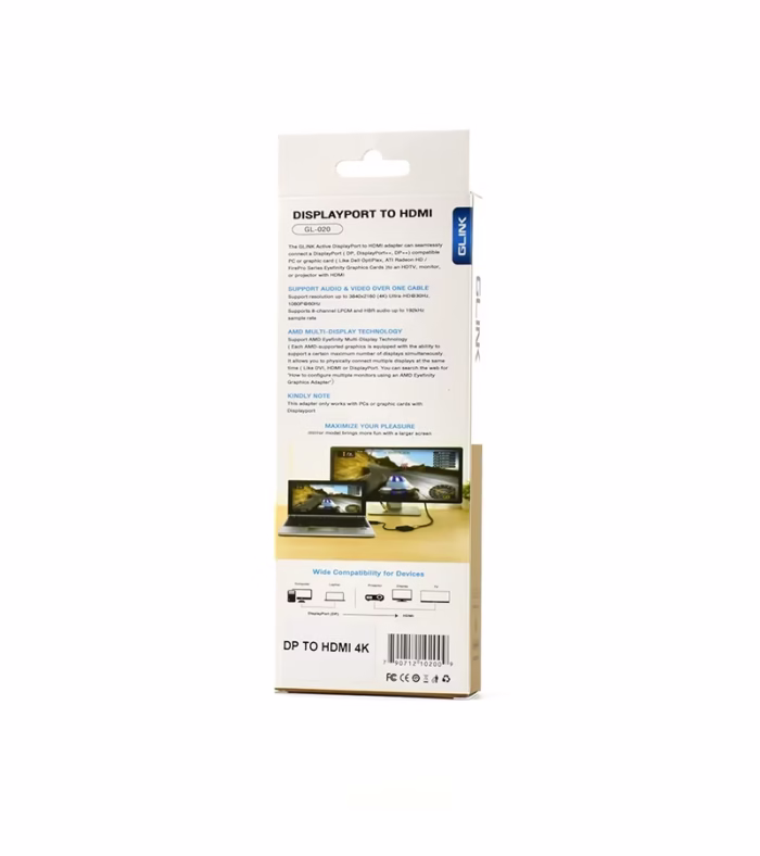 Adaptador DisplayPort a HDMI K Glink GL  Cable Convertidor DP a HDMI en K