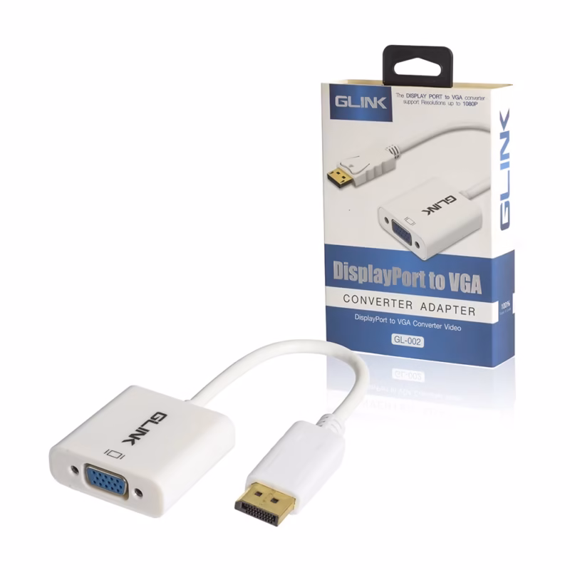 Adaptador DisplayPort a VGA Glink Full HD p Modelo GL  para Monitor y Proyector