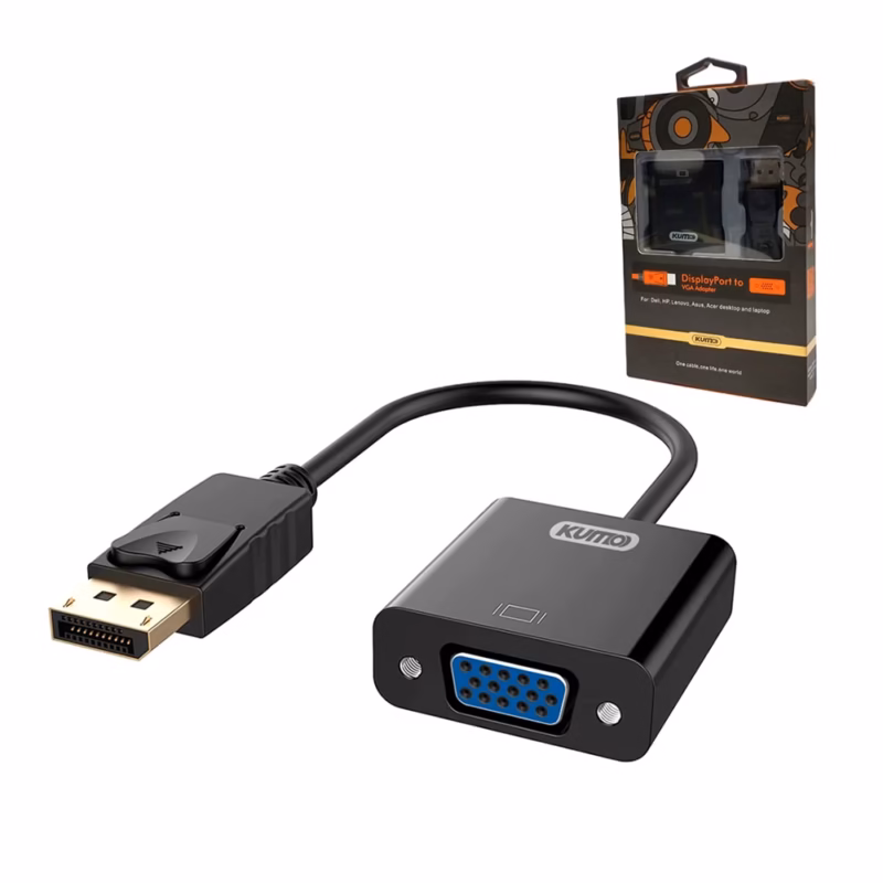 Adaptador DisplayPort a VGA Kumo STA DPVF Conecta tu PC moderna a Monitores y Proyectores VGA