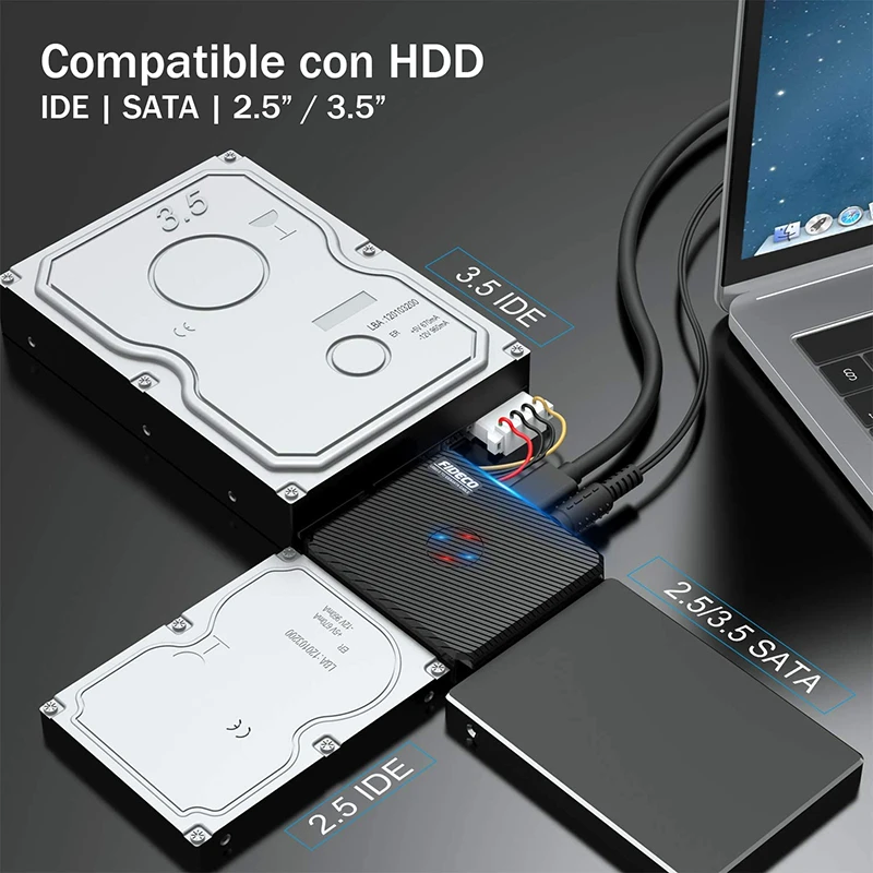 Adaptador SATA III a USB 3.0 , Adaptador IDE a USB 3.0, Fideco S3G-PL03