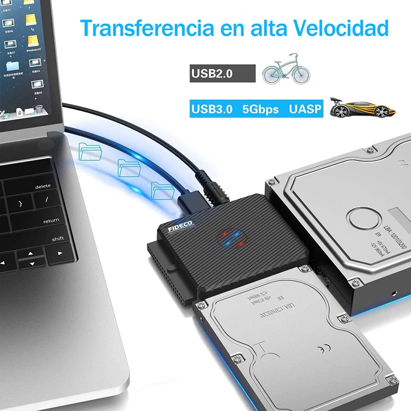 Adaptador SATA III a USB 3.0 , Adaptador IDE a USB 3.0, Fideco S3G-PL03