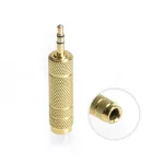 Adaptador Jack 6.3mm hembra a MiniPlug 3.5mm Macho con Metal Dorado, Adaptador 3.5mm macho a Plug Hembra