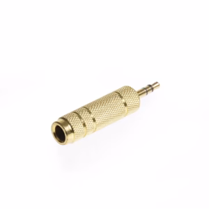Adaptador Jack 6.3mm hembra a MiniPlug 3.5mm Macho con Metal Dorado, Adaptador 3.5mm macho a Plug Hembra