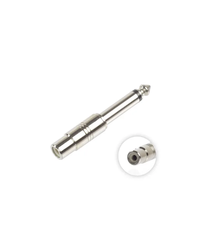 Adaptador Jack RCA Hembra a Plug 1/4 6.35mm Monoaural Macho - Metal Plateado High Full Max