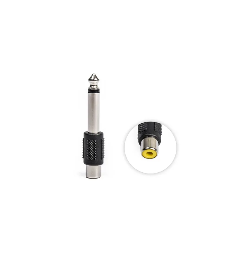 Adaptador Conector Plug Mono 6.35mm a RCA - Plástico HFM ZZ-A-0547