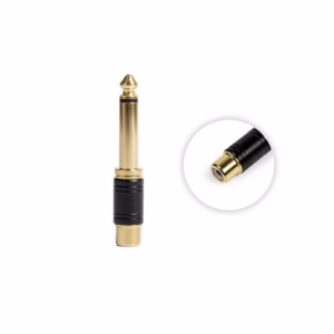 Adaptador Plug a RCA - Metal Dorado AD-PLRC01D, Conector de Audio Plug Monoral de 1/4" 6.35mm a Conector RCA Hembra