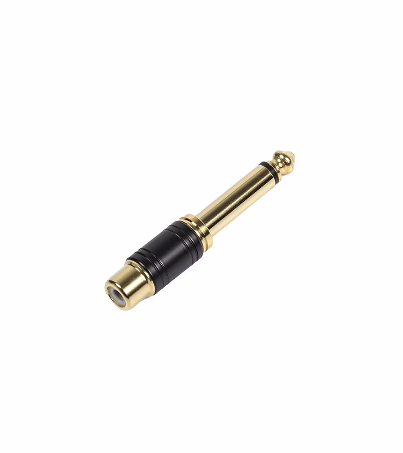 Adaptador Plug a RCA   Metal Dorado AD PLRCD Conector de Audio Plug Monoral de  mm a Conector RCA Hembra