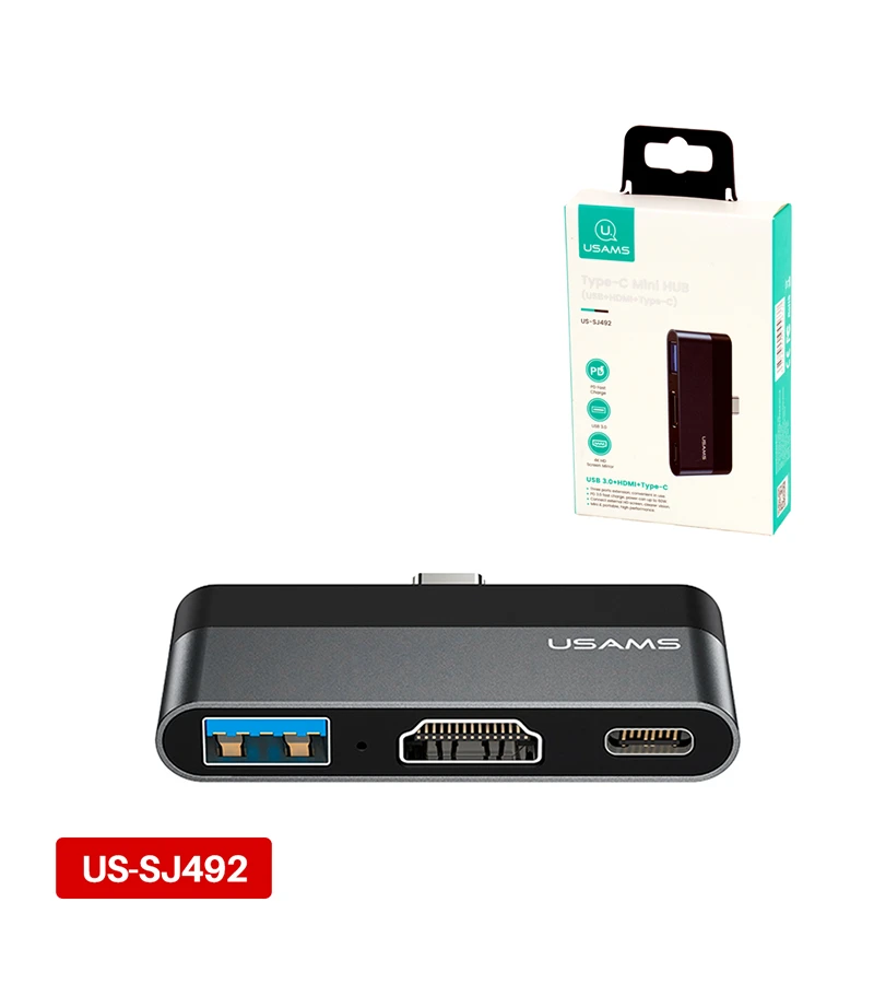 Adaptador USB C a HDMI con USB 3.0 y PD de Carga - USAMS US-SJ492