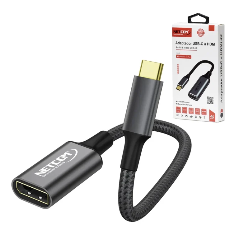 Adaptador USB C a HDMI 4K Netcom PE-TA0091 Cable Adaptador USB C a HDMI 4K Netcom PE-TA0091: Disfruta de imágenes 4K en tu televisor o monitor