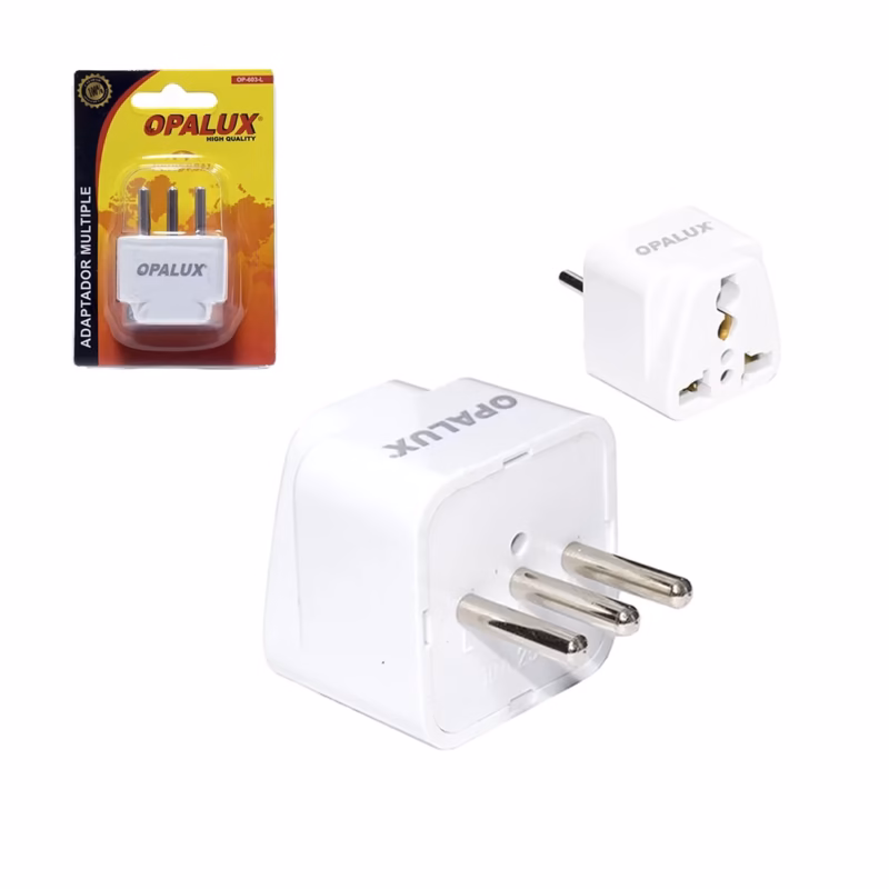 Adaptador de Enchufe  en Línea a Universal Opalux OP  L | Con Polo a Tierra Seguro