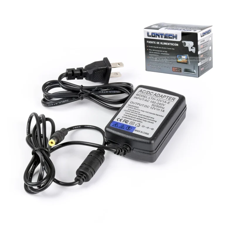 Adaptador de Voltaje 12V 1A Lontech LTH-12V1A-E Transformador de 12v 1A para cámara de Seguridad - Lontech LTH-12V1A-E