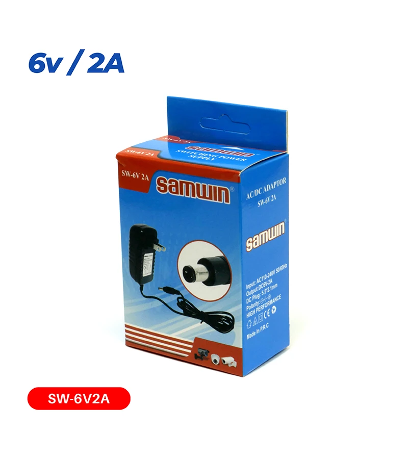 Adaptador de Voltaje 6V 2A Punta 5.5x2.1mm Sanwin SW-6V2A