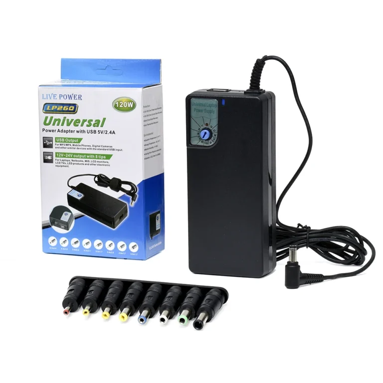 Adaptador de Voltaje Inteligente SP26  Transformador Multivoltaje con Puntas intercambiables para Laptop, Equipos eléctrónicos desde 12v,15v,16v,16.5v,18v,18.5v,19v,19.5v,20v,22v,24v SP26