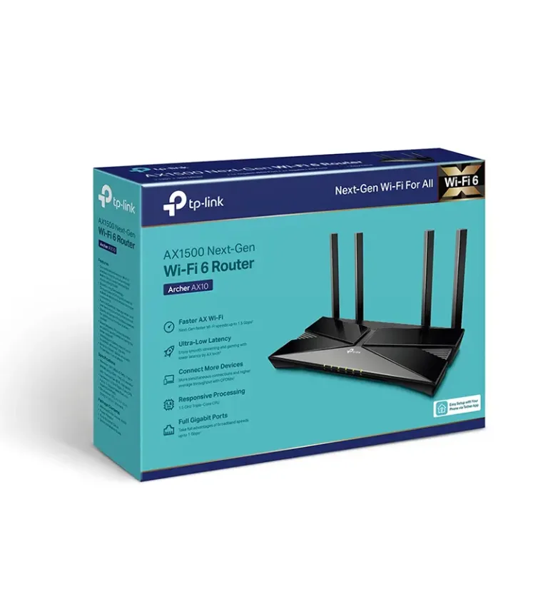 Archer AX10 Router Wi-Fi 6 TP-Link con PuertosGigabit y Doble Banda AX1500