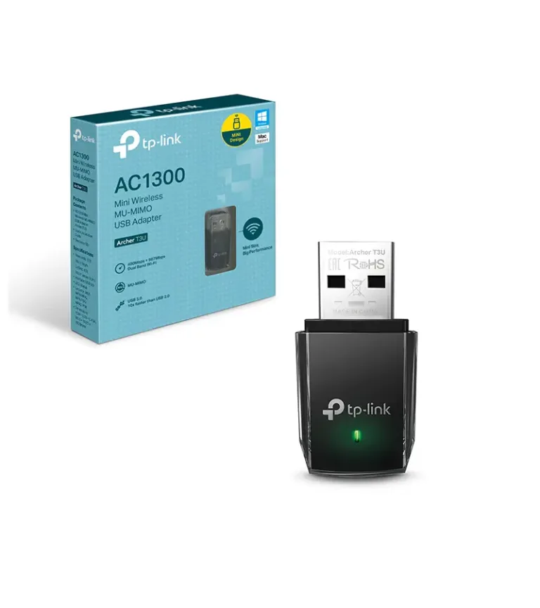 Mini Adaptador USB Wi-Fi AC1300 TP-Link Archer T3U: ¡Wi-Fi Rápido y Compacto para tu PC o Laptop!