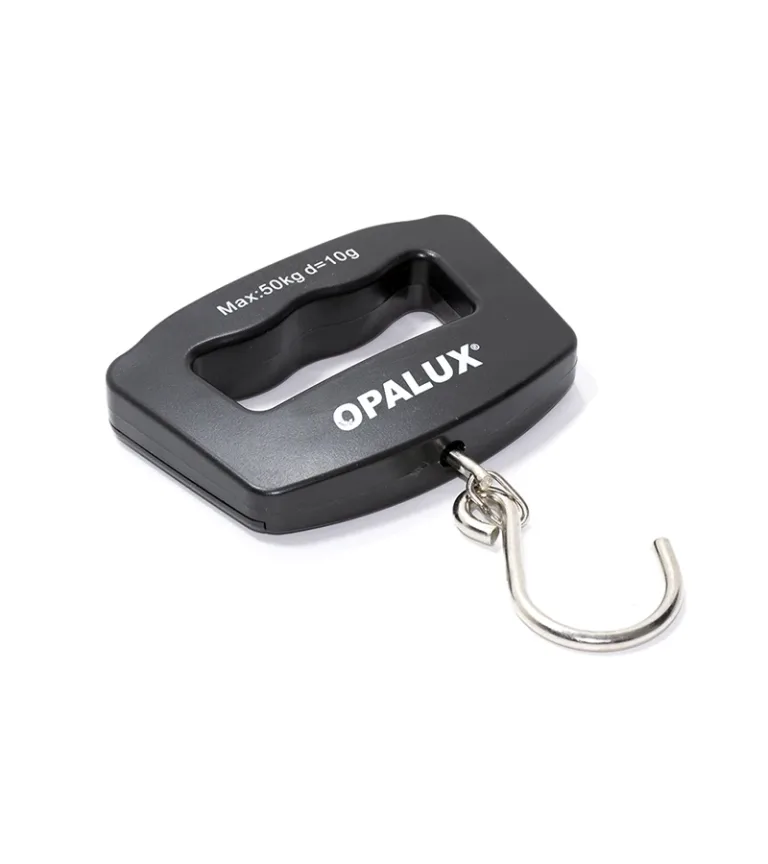 Balanza tipo Romana con Pantalla LED Opalux OP-607, BALANZA PORTATIL para viajero con Soporte hasta 50KG