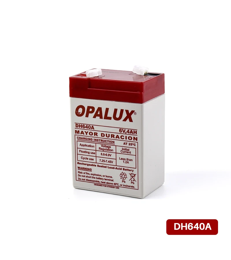 Batería Seca Recargable 6V 4Ah Opalux, Batería ácido de Plomo 6V 4A DH640A
