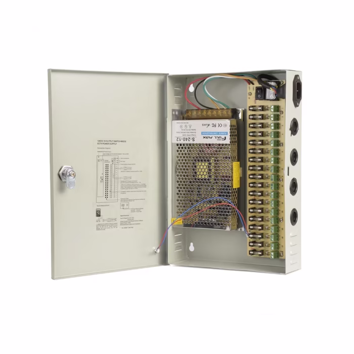 Fuente Centralizada de  Canales   HFM  HFM  CH  con Adaptador de V A Cabina de  Canales para CCTV con Fuente Switching de V A  Fuente Centralizada de  Canales   High Full Max ZZ HFM  CH