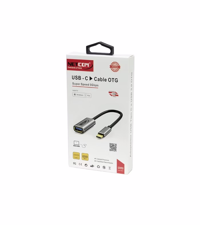 Adaptador OTG USB Tipo C a USB  Hembra   Netcom PE PH   Modelo en Cable
