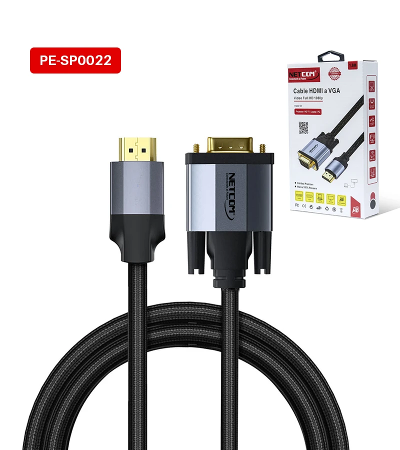 Cable HDMI a VGA de 1.8 metros Netcom PE-SP0022