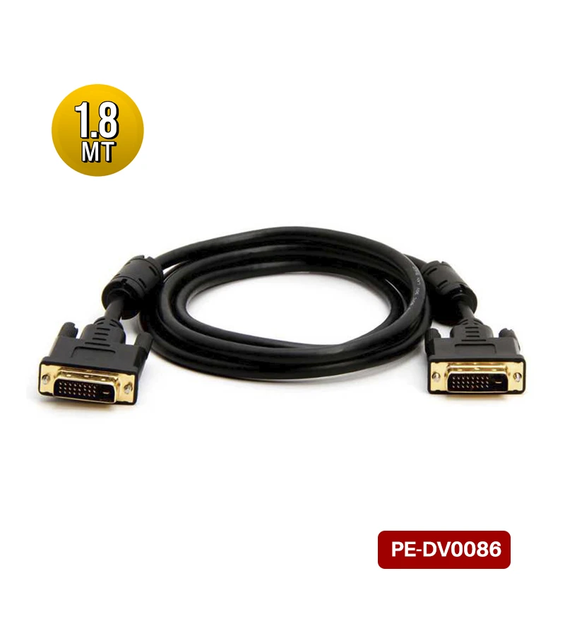 Cable DVI a DVI de 1.8Mt Con Filtro de Ferrita y Conector Dorado 24+1 - Trautech PE-DV0086