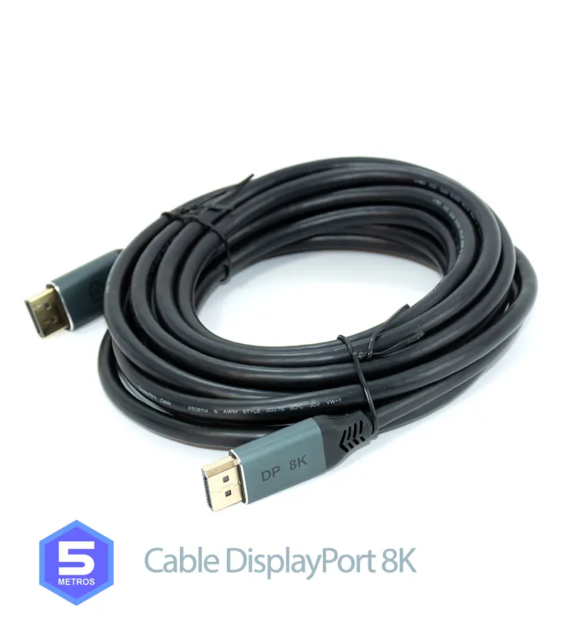 Cable DisplayPort de 5M | 8K v.1.4 | HDR 60Hz | 4k 144Hz | High Full Max | DP-DP-8K-5M