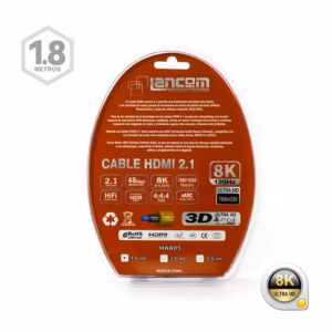Cable HDMI 8K de 180CM - Lancom HAA05-180CM - Versión 2.1 8K 4320p - HDMI de 1.8MT Conector Gold de Alta Resolución