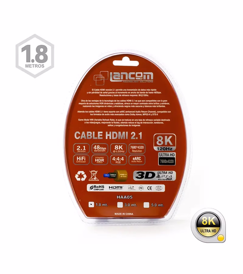 Cable HDMI K de CM   Lancom HAA CM   Versión  K p   HDMI de MT Conector Gold de Alta Resolución