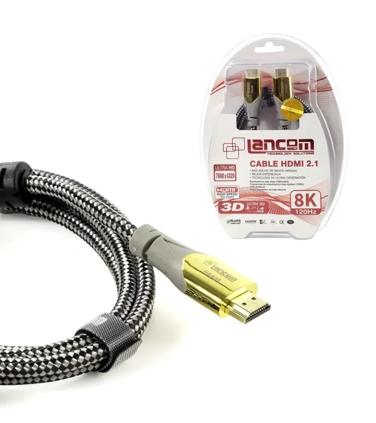 Cable HDMI 8K de 180CM Lancom HAA05-180CM Versión 2.1 8K 4320p - HDMI de 1.8MT Conector Gold de Alta Resolución