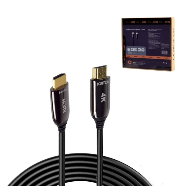 Cable HDMI de 10mt por Fibra Optica v2.0 KUMO STA-HOPC02 Cable HDMI 10m de Fibra Óptica Activa, Ultra Delgado v2.0 4K@60hz Real Kumo STA-HOPC02