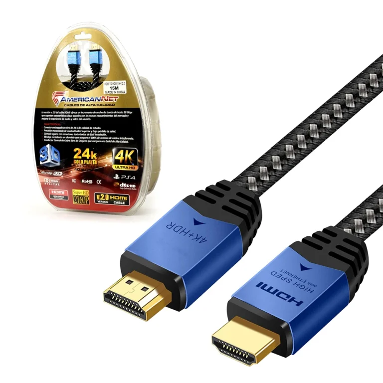 Cable HDMI de 15 metros V2.0 American NET GP090B-15M Cable HDMI de 15M Enmallado, con Filtro de Ferrita, Versión 2.0 Ultra HD 4K 2160p, HDR, Audio Retorno, High Speed, en Blister, American NET