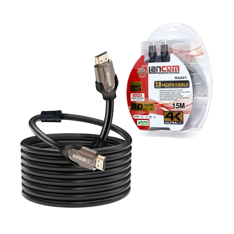 Cable HDMI de 15mt Lancom HAA01-15M V2 4K Ultra HD 2160p, Cable HDMI de 15 Metros, marca Lancom, Modelo HAA01-15M, Soporta 4K Ultra HD 2160p