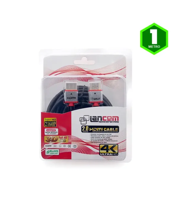 Cable HDMI de 1mt 4K Ultra Delgado Slim Lancom HAA90-SL1M, Cable HDMI 1mt Slim marca LANCOM Slim Ultra HD 2160p 4K Full HD 1080p