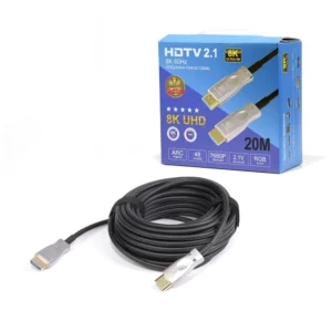 Cable HDMI de 20 MT en Fibra Óptica 8K Delcom DAOC020 Cable HDMI 8K de 20 Metros 8K versión 2.1 en Fibra Óptica AOC, Conector Gold Plate, Soporte HDR+, Audio Retorno, High Speed, 3D Delcom DAOC020