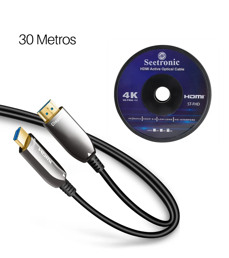 Cable HDMI de 30MT por fibra Óptica Seetronic STFHD-30M Cable HDMI de 30 Metros con Fibra Óptica Activa AOC - Seetronic STFHD-30M