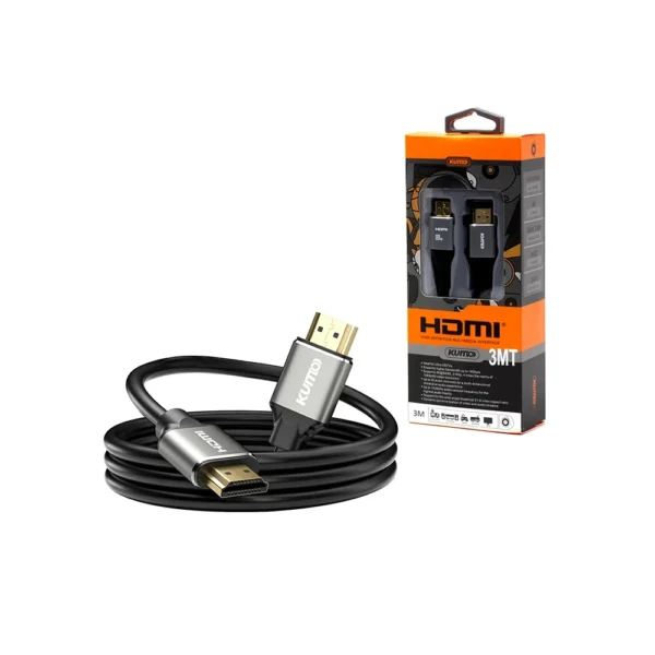 Cable HDMI de 3M 4K v2.0 Kumo STA-AHD002-3M Cable HDMI de 3 Metros v2.0 Ultra HD 2160P 4K STA-ahd02-3M, Cable HDMI versión 2.0 4K@60hz de 18Gbps Ultra HD 2160p, 3 Metros, Audio Retorno ARC,  Fast Ethernet, Conector Gold Plated - Kumo