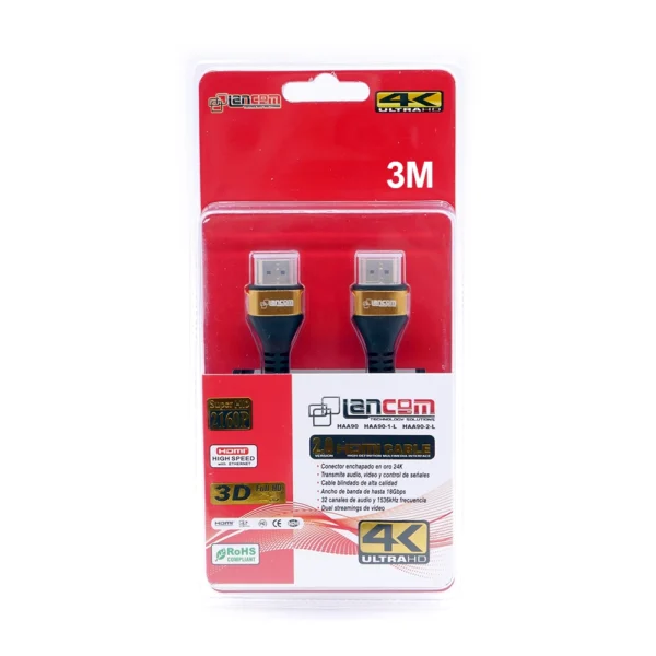 Cable HDMI de 3mt Lancom Ultra Delgado HAA90-3M, Cable hdmi 3mt Ultra Delgado modelo Slim marca Lancom Cable HDMI Slim de 3 metros | Ultra HD 2160p 4k | FullHD 1080p LANCOM