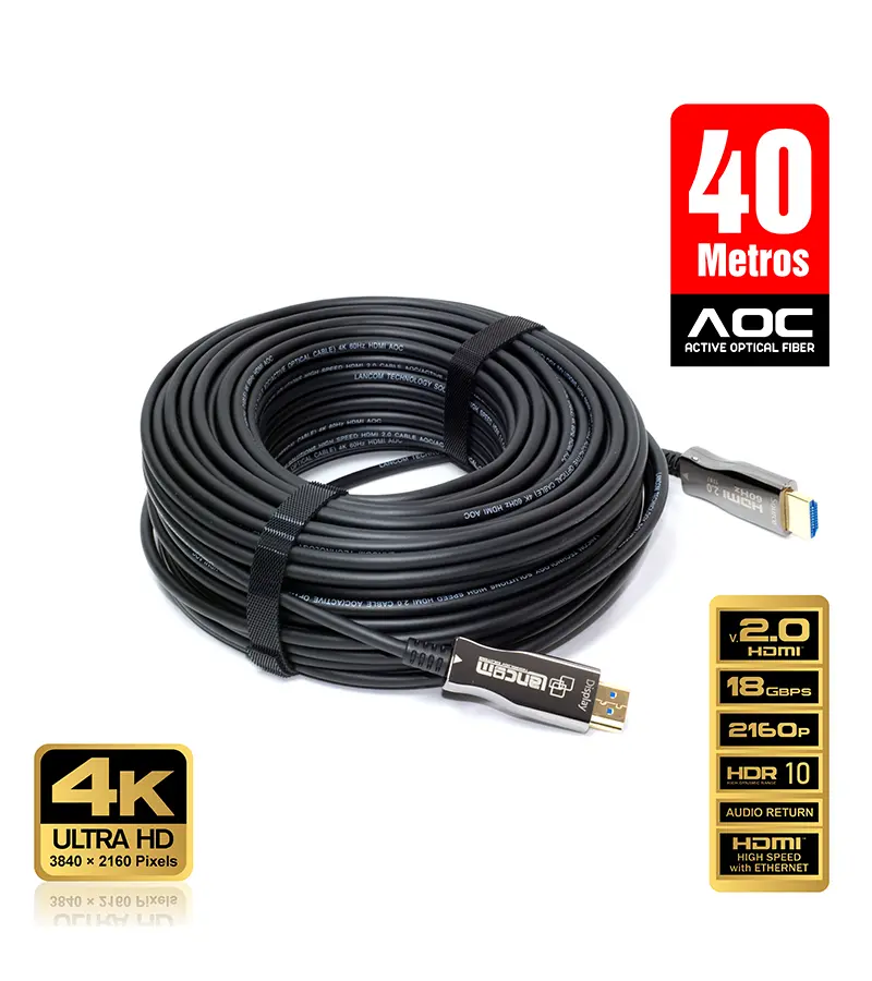 Cable HDMI de 40M Lancom AOC-BK-40M - en Fibra Optica 4K