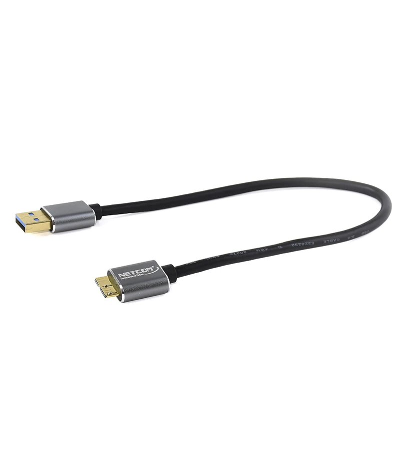 Cable Micro USB Tipo B  a USB 3.0 de 30cm para Disco Duro Externo Netcom PE-CA1001