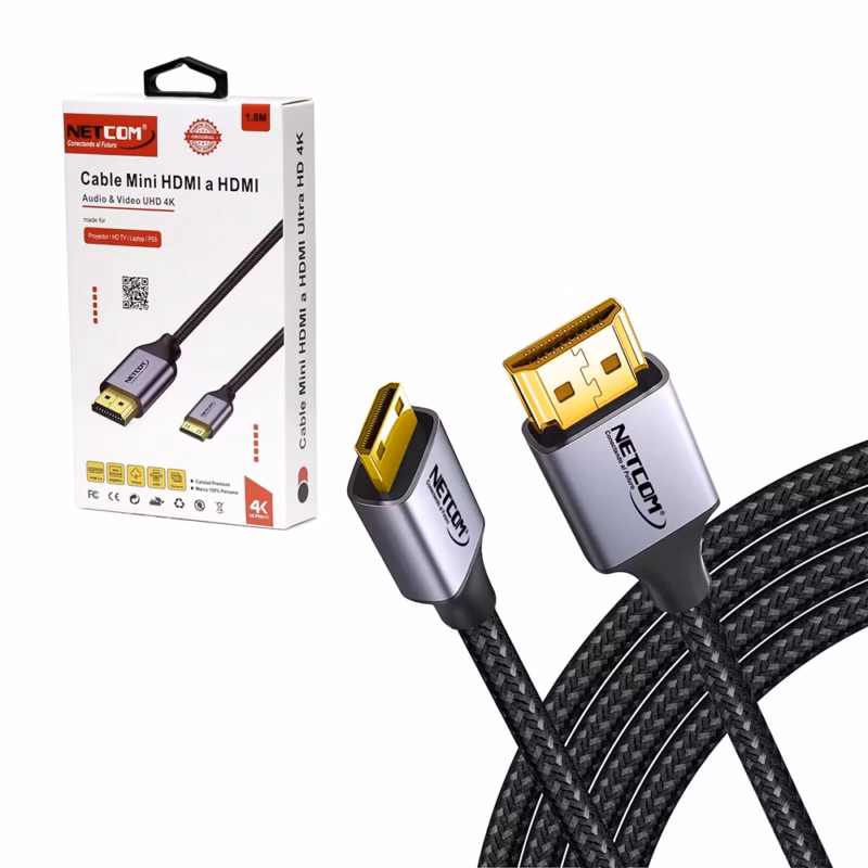 Cable Mini HDMI M K hz Netcom PE HD | Conexión K Nítida y Confiable para tus Dispositivos