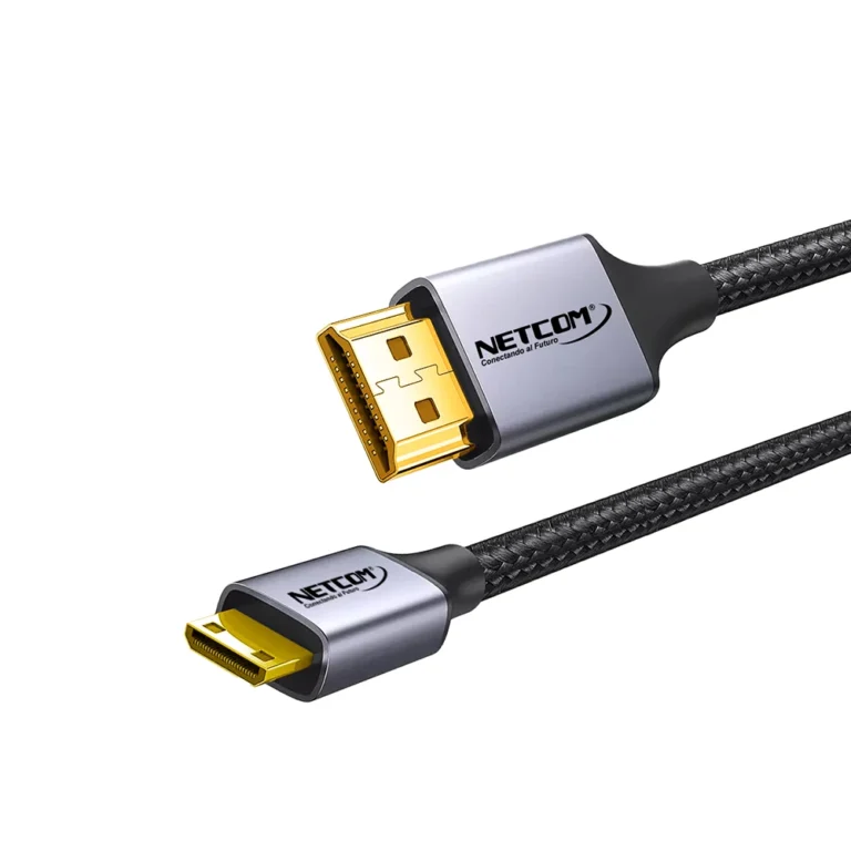 Cable Mini HDMI de 1.8M 4K 60hz Netcom PE-HD0842: Disfruta de imágenes en alta definición en tus dispositivos Cable Mini-HDMI a HDMI 4K Ultra HD de 1.8 Metros con Enmallado para una mayor durabilidad - NETCOM PE-HD0842