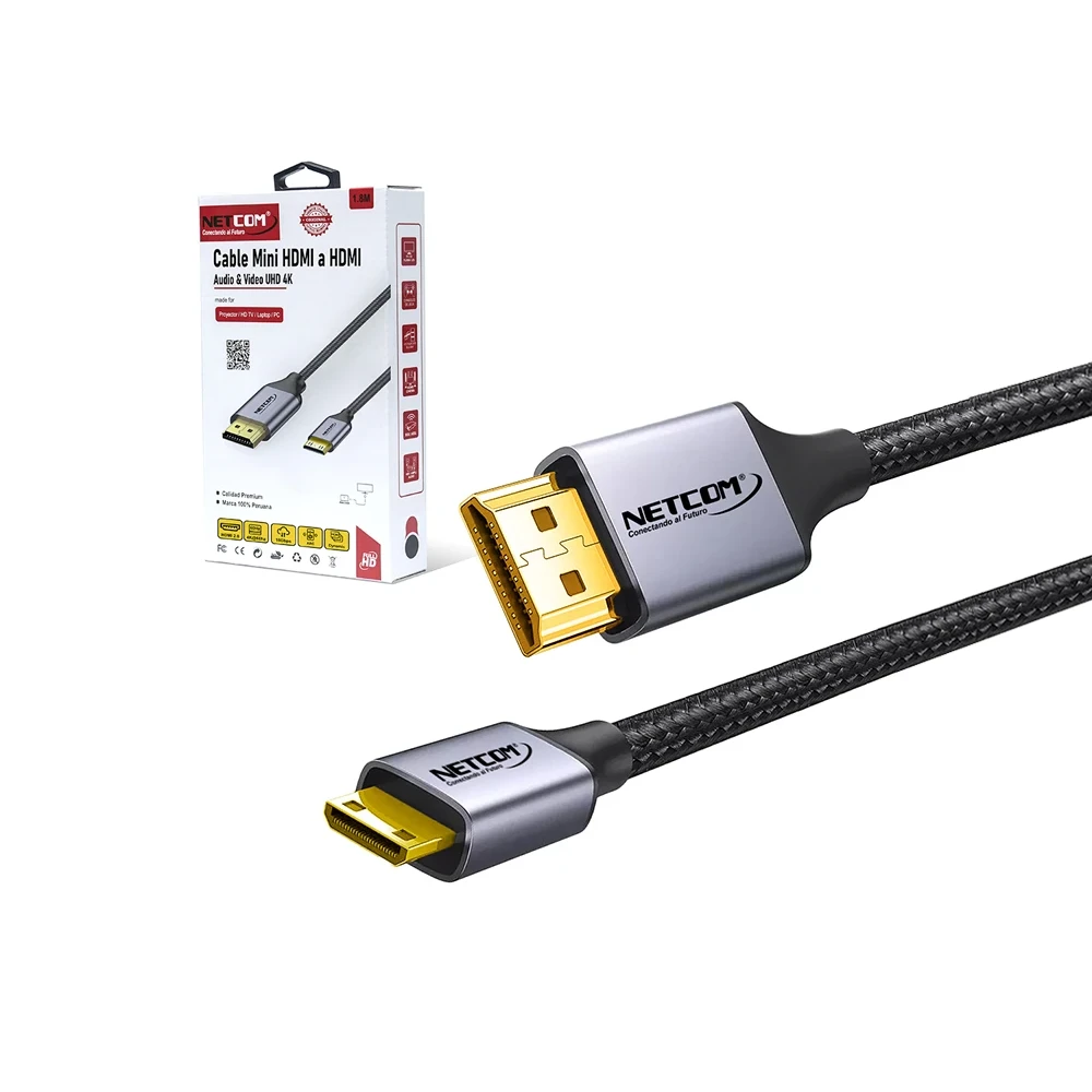 Cable Mini HDMI a HDMI de 1.8M 4K-60hz Netcom PE-HD0842