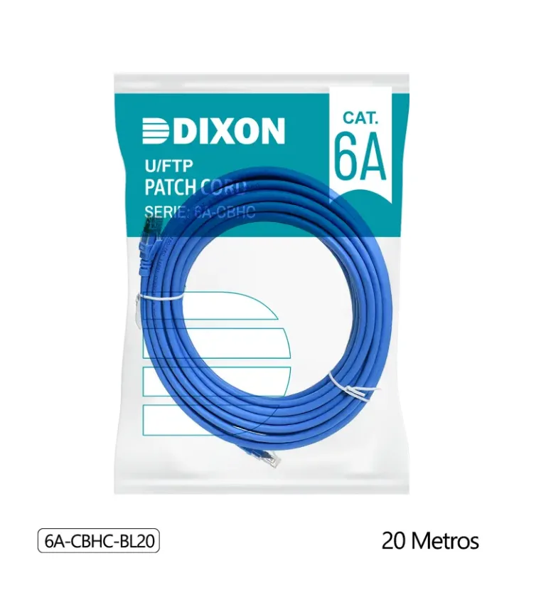 Cable Patch Cord Cat6A de 20MT Dixon 6A-CBHC-BL20 - Azul - Chaqueta LSZH