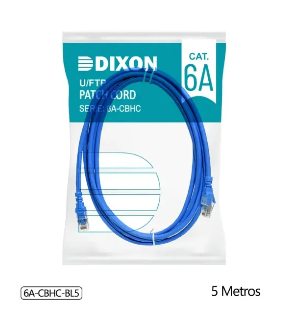 Cable Patch Cord Cat6A de 5MT Dixon 6A-CBHC-BL5 – Azul – Chaqueta LSZH - Certificado UL - ROHS