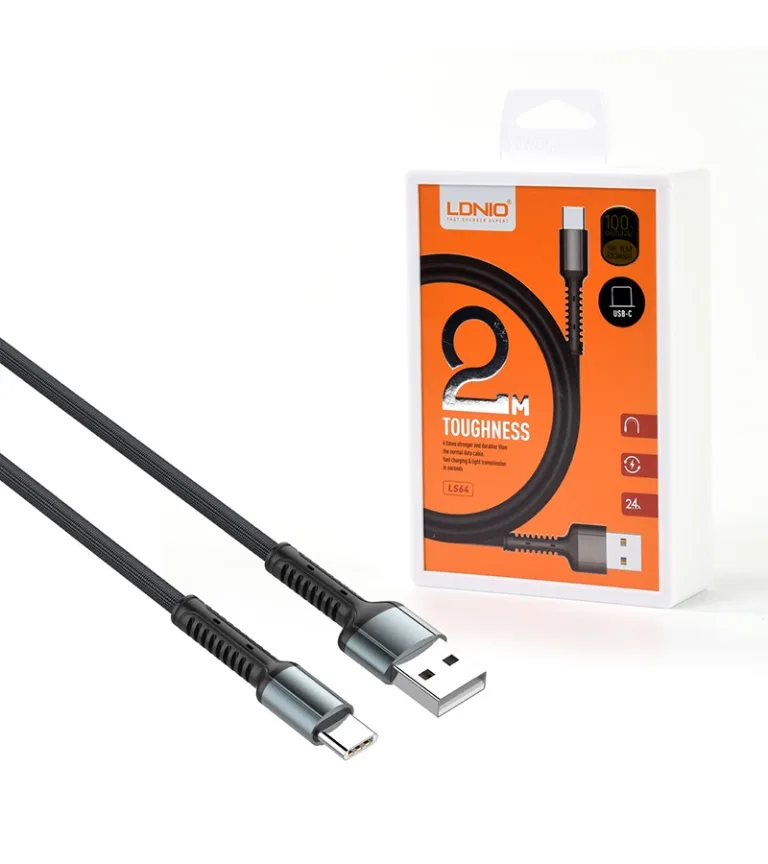 Cable USB C de 2 Metros Ldnio LS64  Cable USB tipo C de 2MT con soporte de Carga Rápida LDNIO LS64-C 