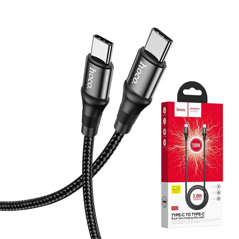 Cable USB C de 2mt 100W - HOCO X50 Cable USB Tipo C de 2 Metros con Soporte de Carga hasta 100W HOCO X50