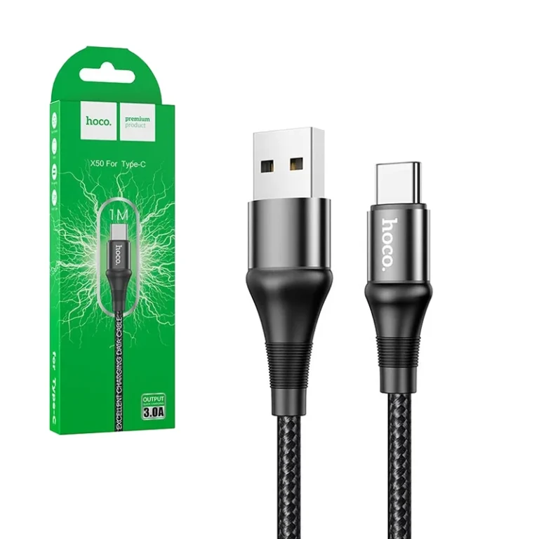 Cable USB a USB C de 1mt - HOCO X50-U Cable USB Macho a USB Tipo C de 1 Metro - Enmallado - Hoco X50-U